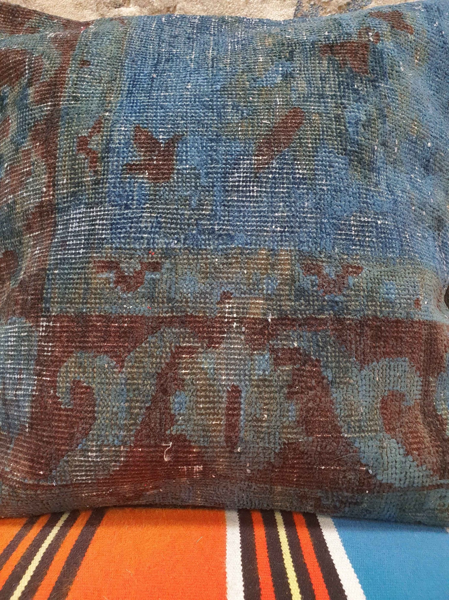 Rug Cushion Cover - 45 x 45cm (Approx) - Blue