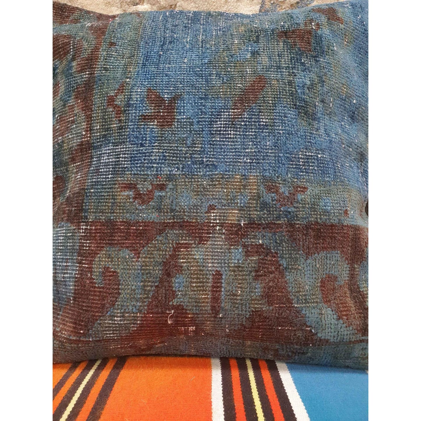 Rug Cushion Cover - 45 x 45cm (Approx) - Blue