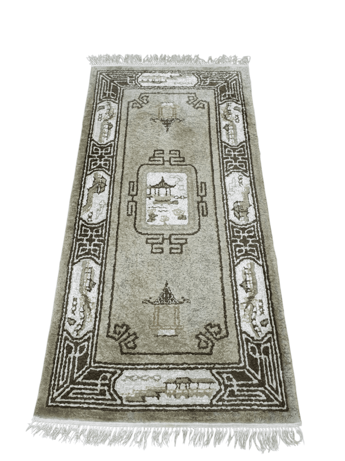 Vintage Rare Chinese Silk Rug 126 x 62cm