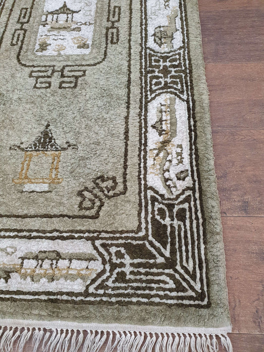 Vintage Rare Chinese Silk Rug 126 x 62cm