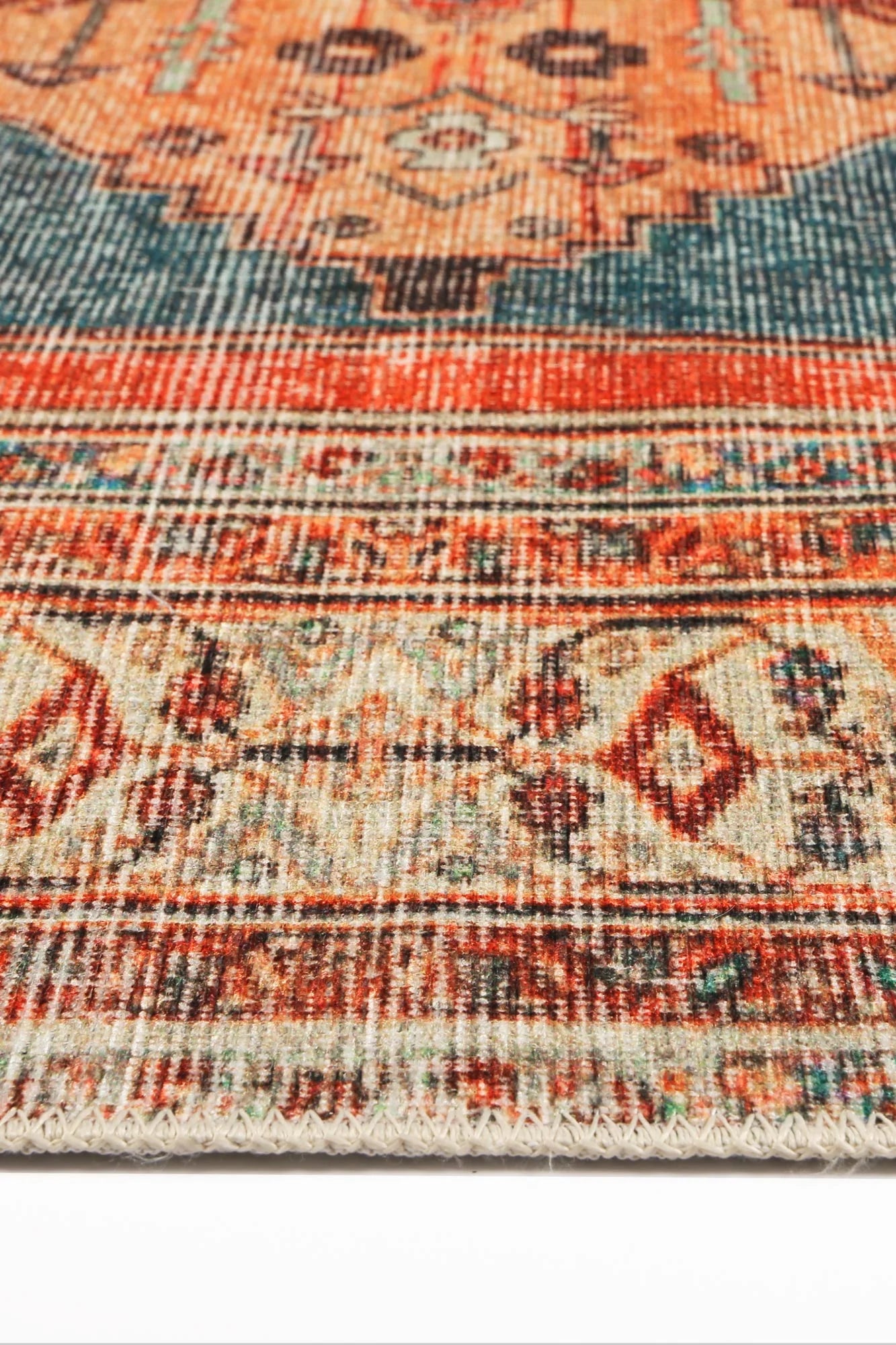 Distressed Louvre Rustic Blue Rug 290 x 200cm