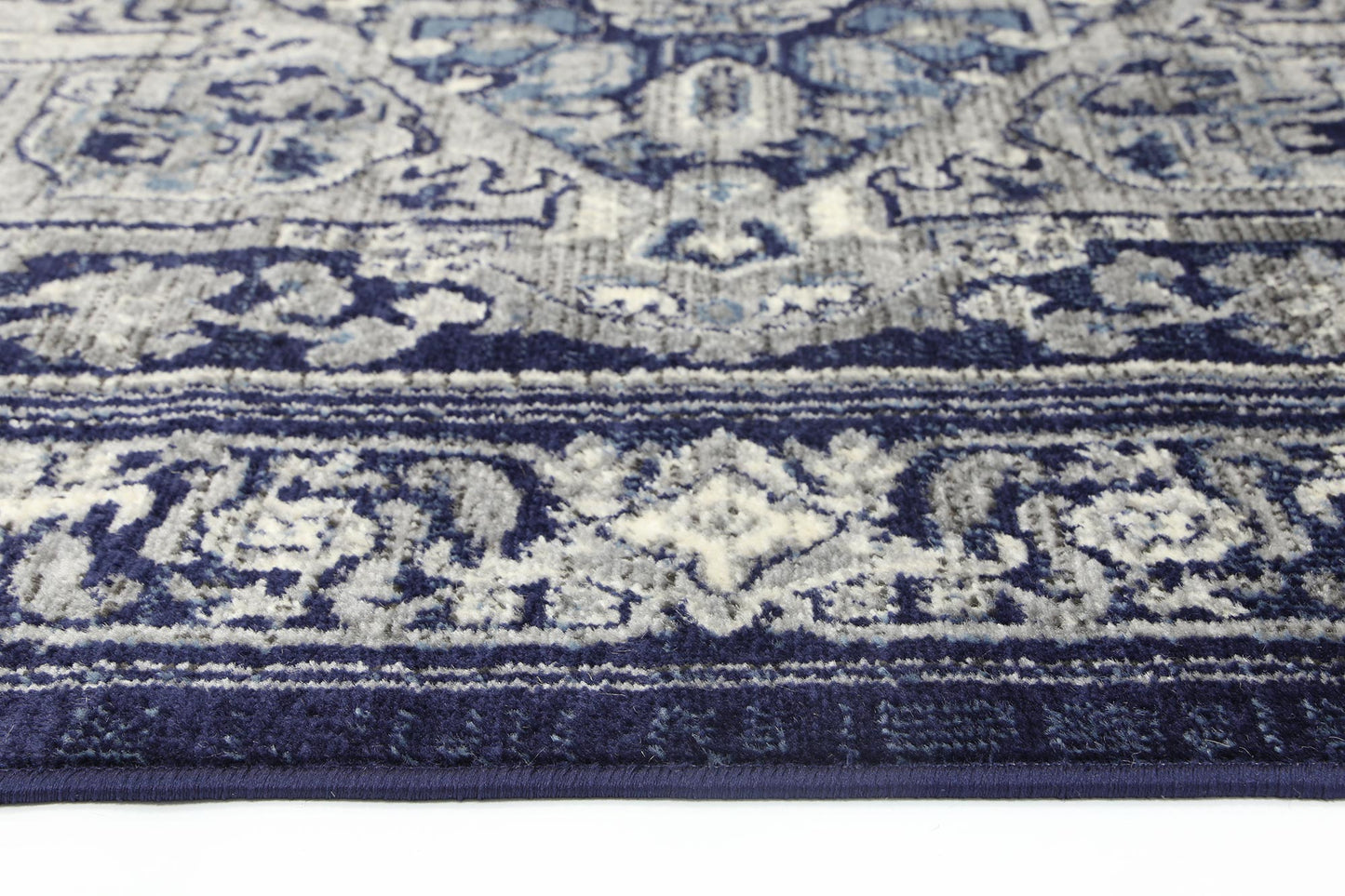 Arya Rosette Traditional Navy Rug