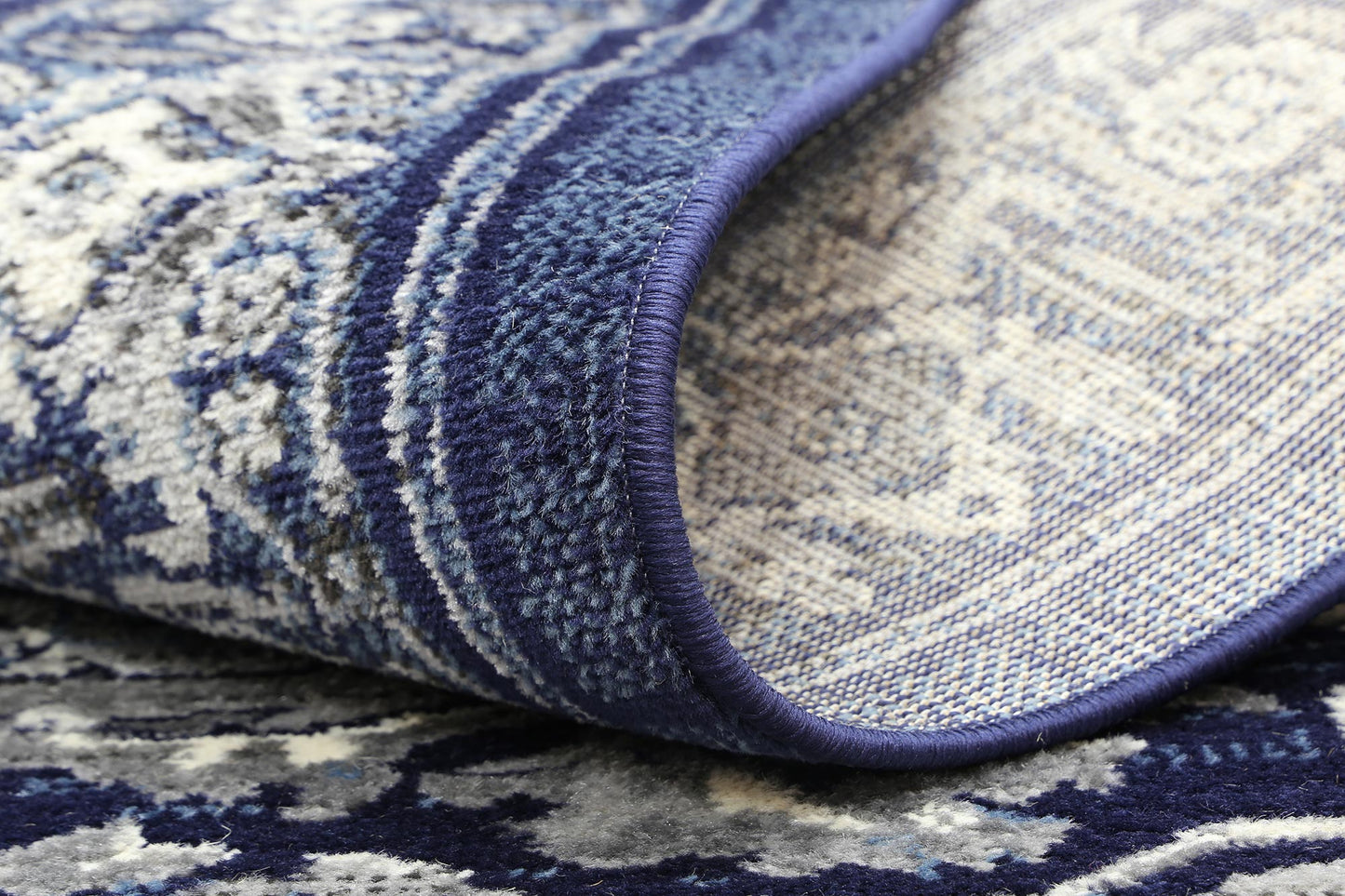 Arya Rosette Traditional Navy Rug