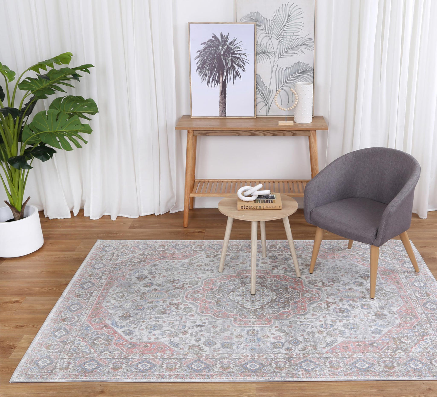 Oporto Bremen Blush & Blue Traditional Soft Rug