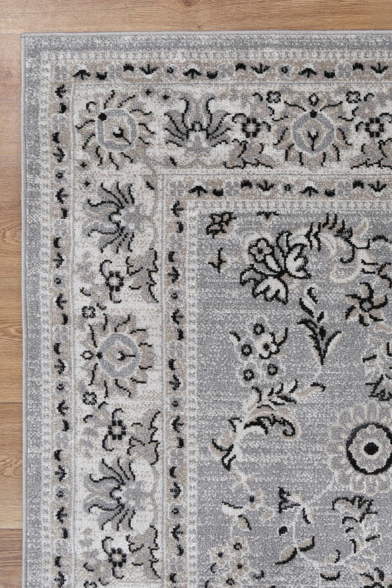 Oporto Hamburg Grey Traditional Soft Rug 290 x 200 cm