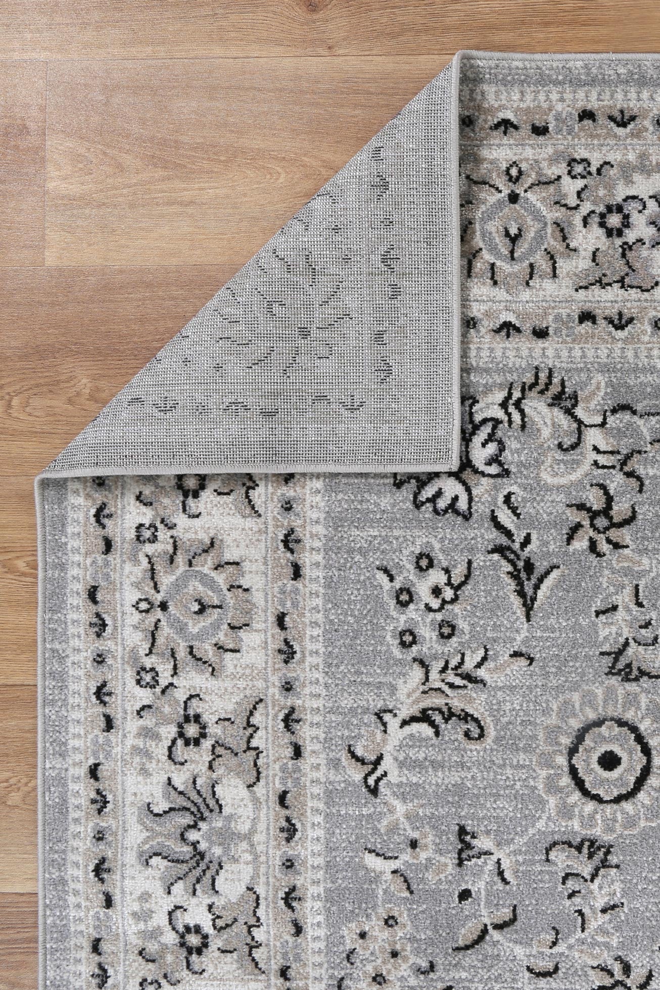 Oporto Hamburg Grey Traditional Soft Rug 290 x 200 cm