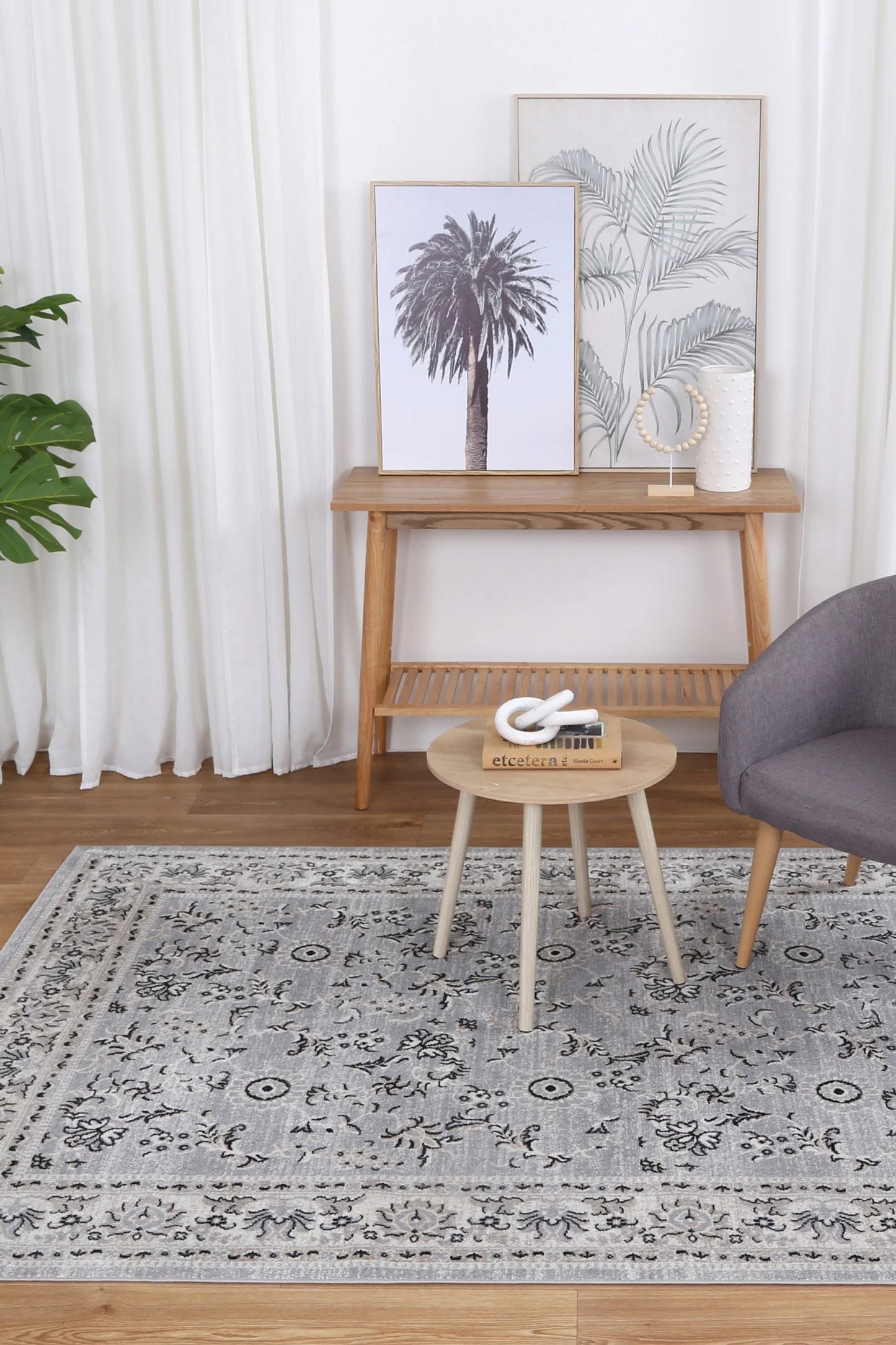 Oporto Hamburg Grey Traditional Soft Rug 290 x 200 cm
