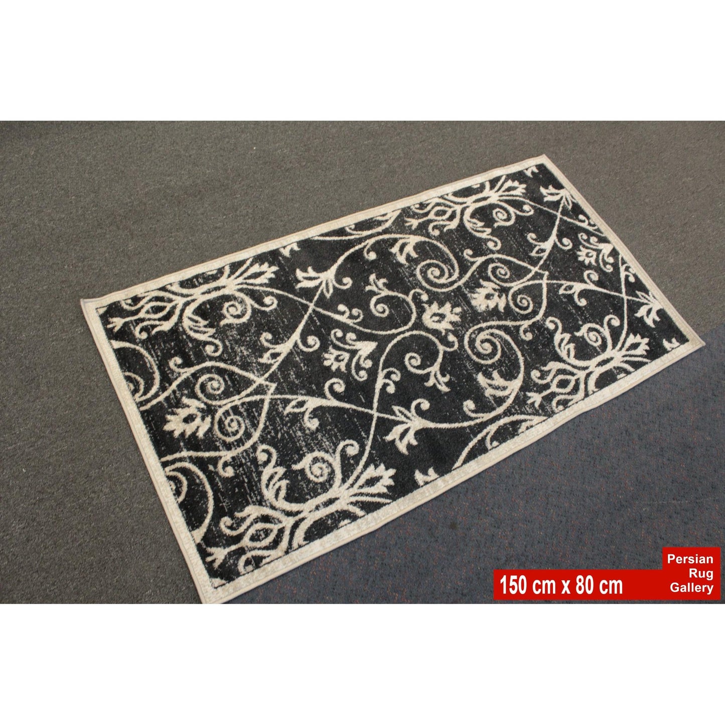 Oporto Rizhao Black & Cream Contemporary Soft Rug