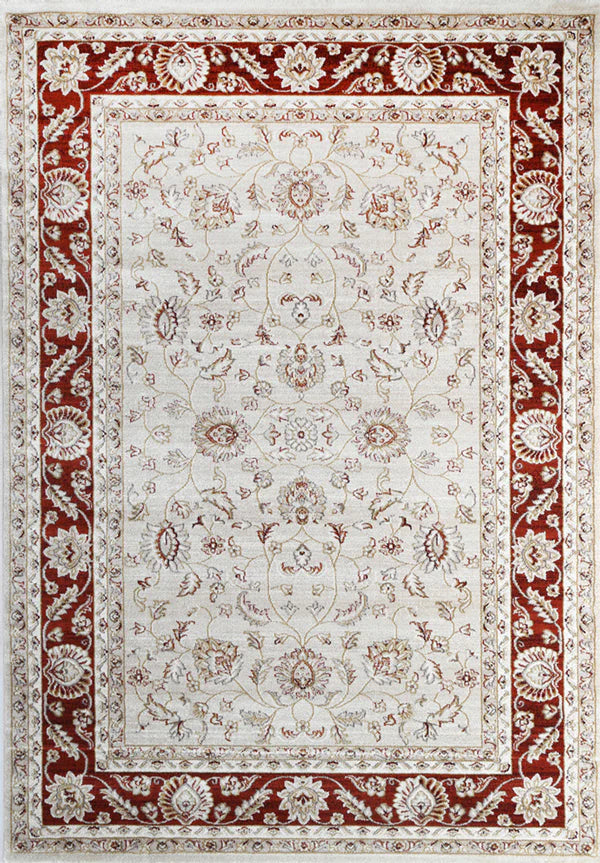 Prague Francesca Cream & Red Traditional Rug 170 x 120 cm