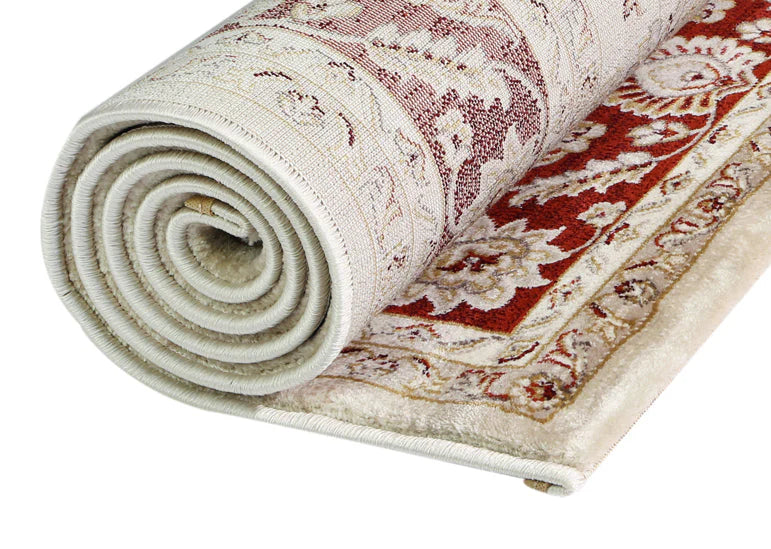 Prague Francesca Cream & Red Traditional Rug 170 x 120 cm