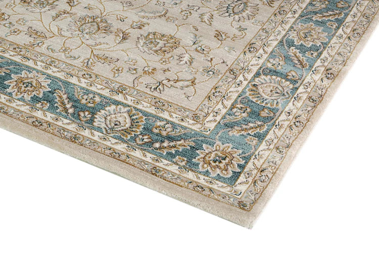 Prague Francesca Cream & Blue Traditional Rug 170 x 120 cm