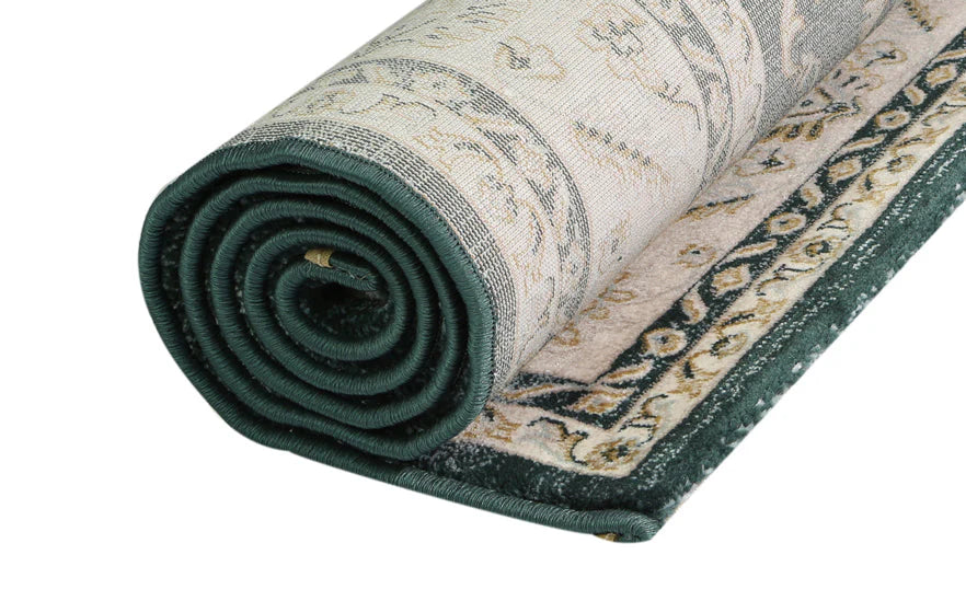 Prague Francesca Green & Cream Traditional Rug 170 x 120 cm