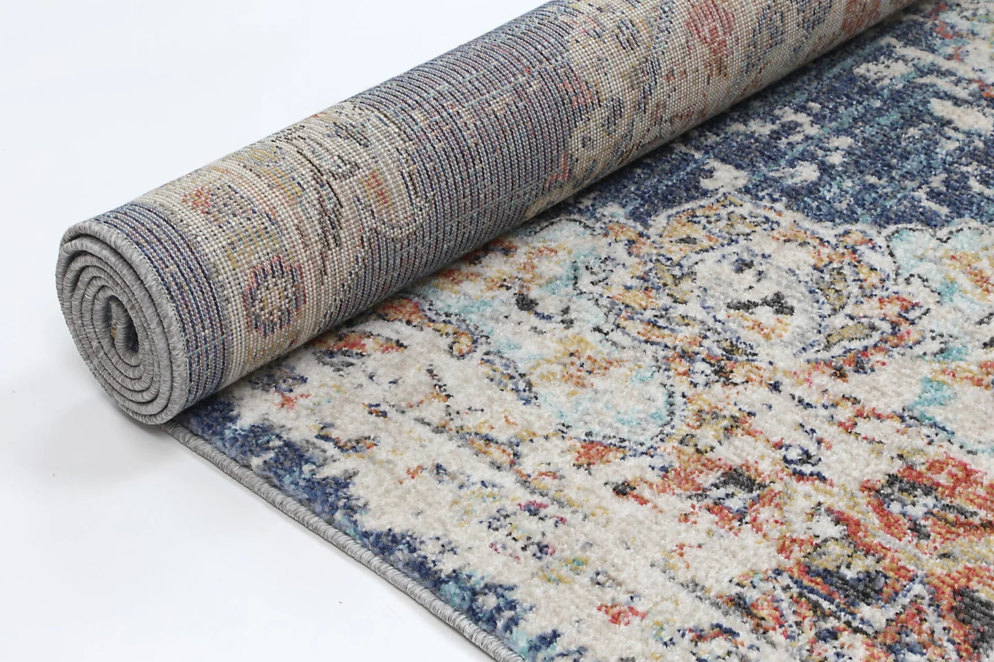 Salsa Hollow Medalion Transitional Navy & Multi Rug 290 x 200cm