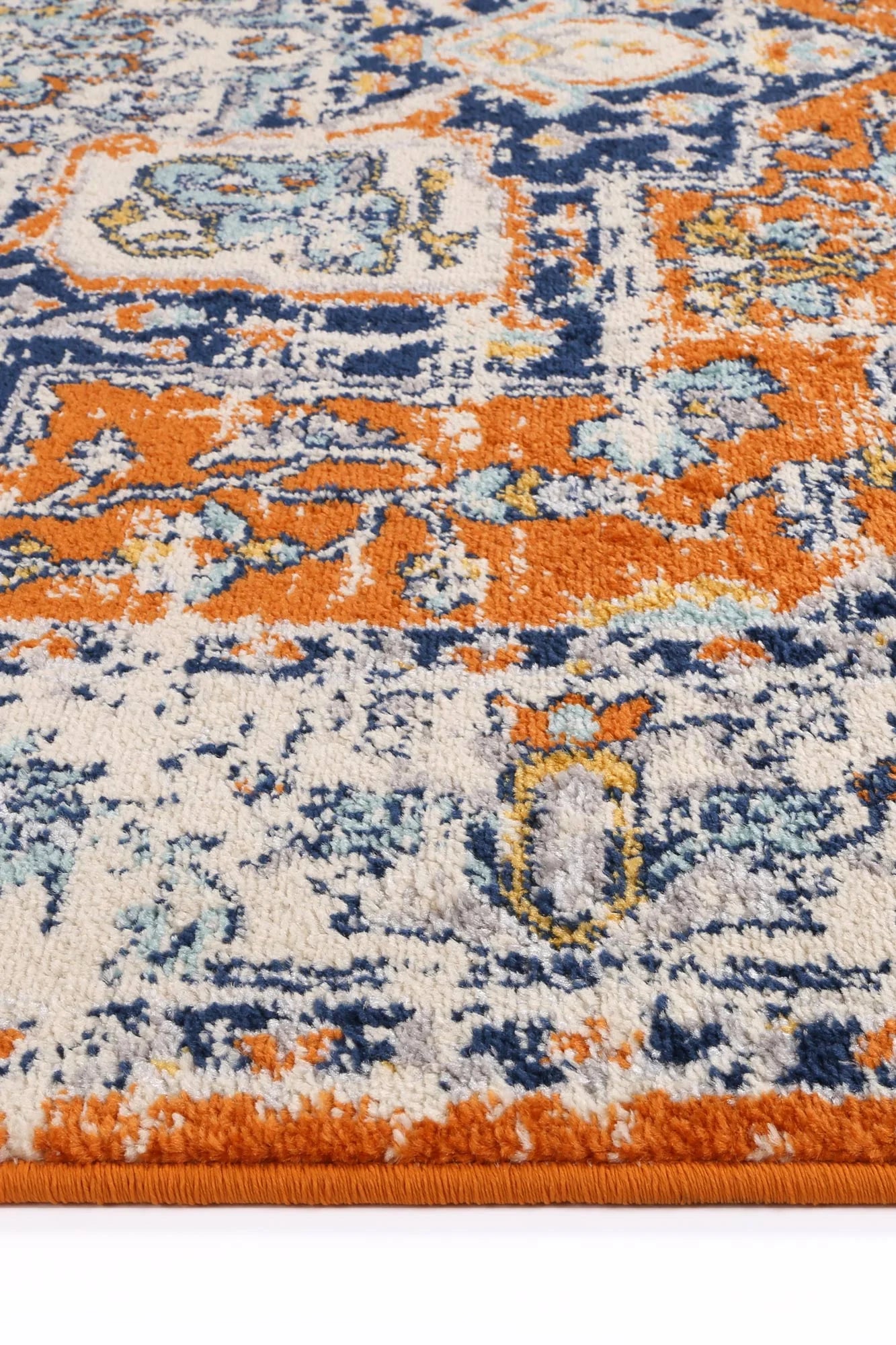 Sicily Messina Orange & Blue Transitional Rug 290 x 200 cm