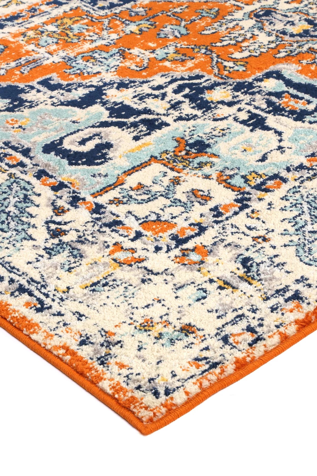 Sicily Messina Orange & Blue Transitional Rug 290 x 200 cm