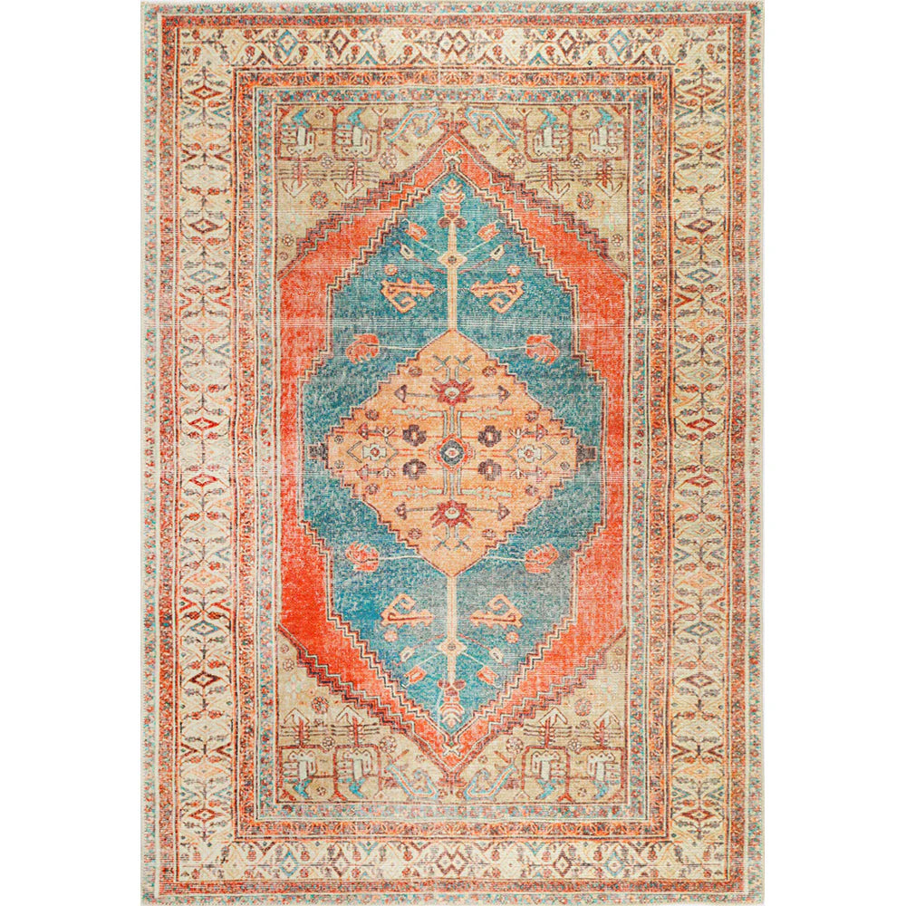 Distressed Louvre Rustic Blue Rug 290 x 200cm