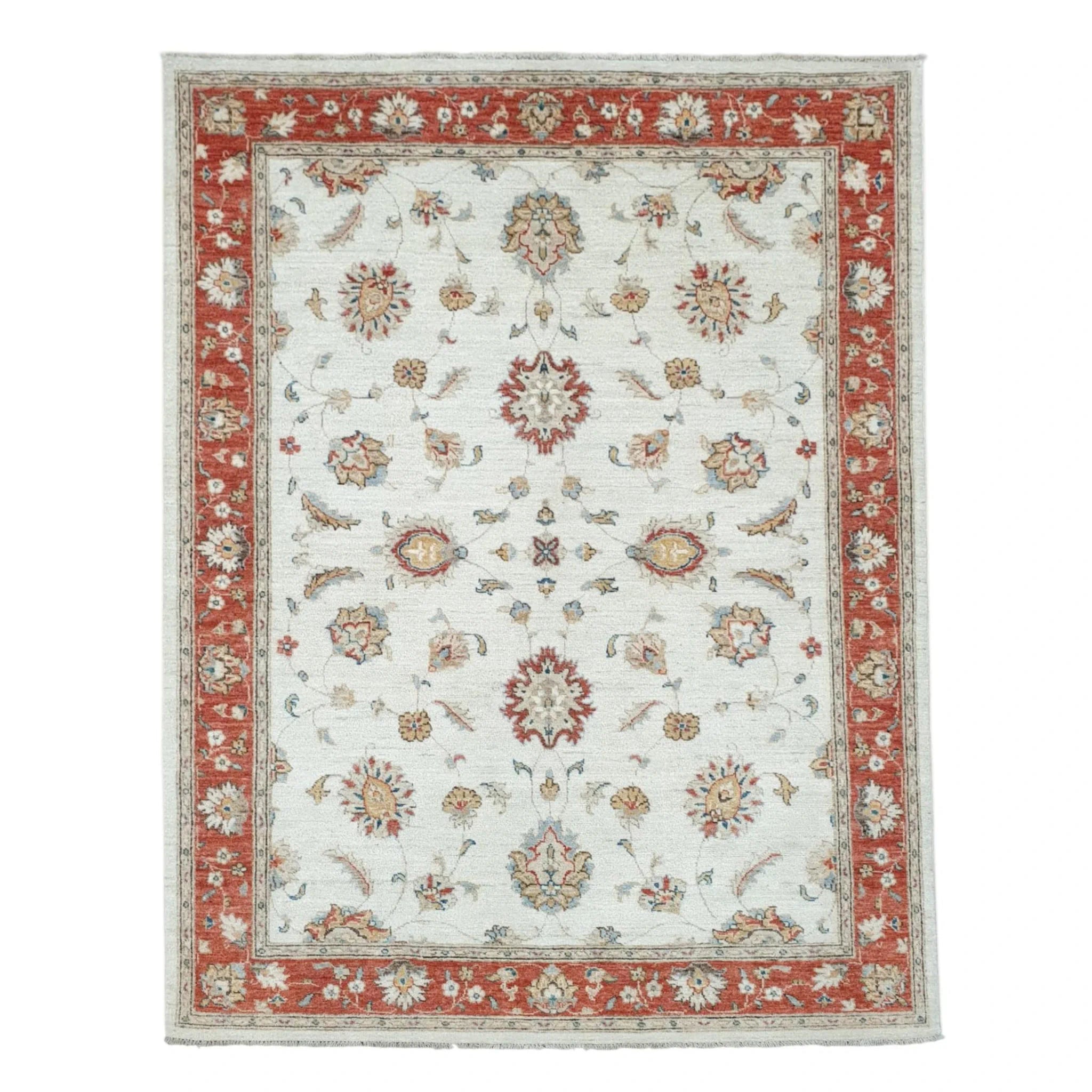 Afghan Chobi Red Border Rug 193 x 143cm – Silk Road Rugs