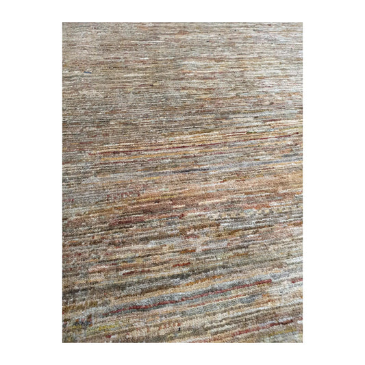 Field texture detail of Afghan Gabbeh wool rug in beige and earthy tones, 194 x 142 cm