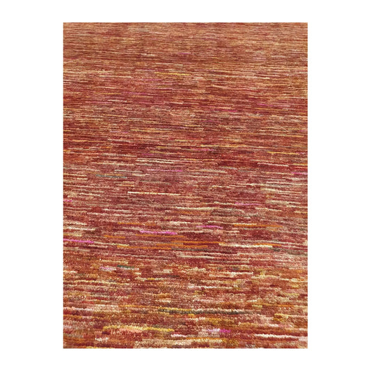 Field texture detail of Afghan Gabbeh wool rug in rust-red and beige tones, 288 x 200 cm