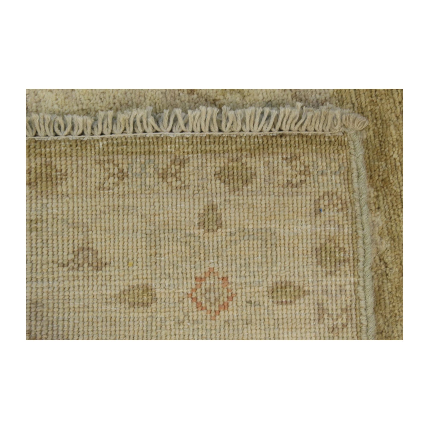Reverse-weave detail of Afghan Ziegler wool rug with fringe, 200 x 123 cm