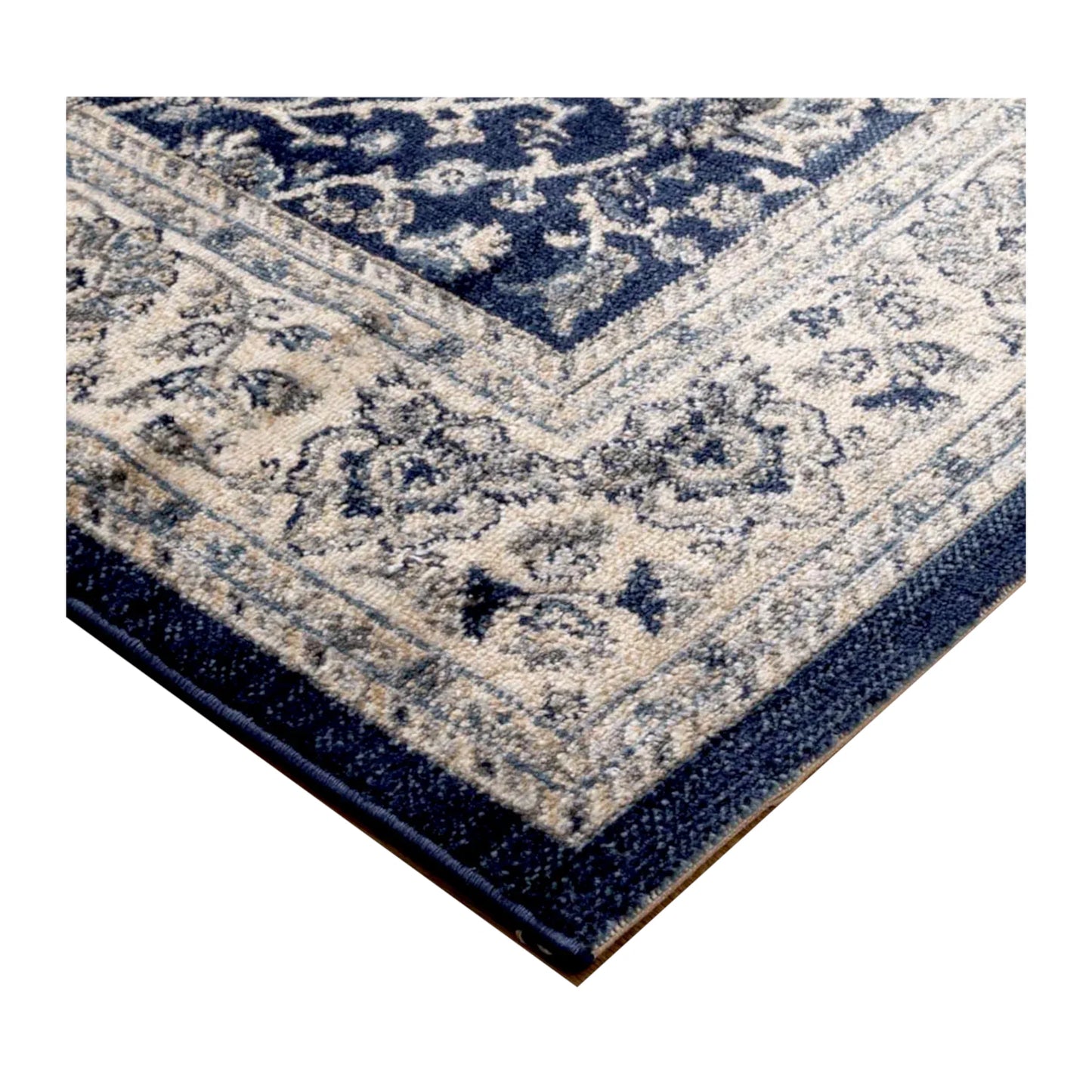 Arya Ziegler navy rug corner and border detail