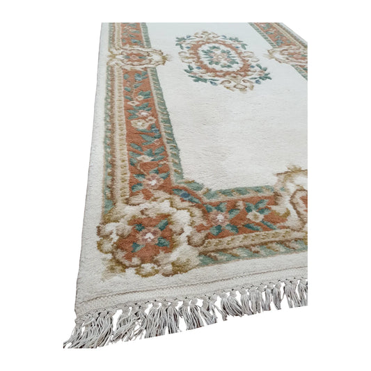 Aubusson rug 180 x 92 cm border detail ornate floral pattern