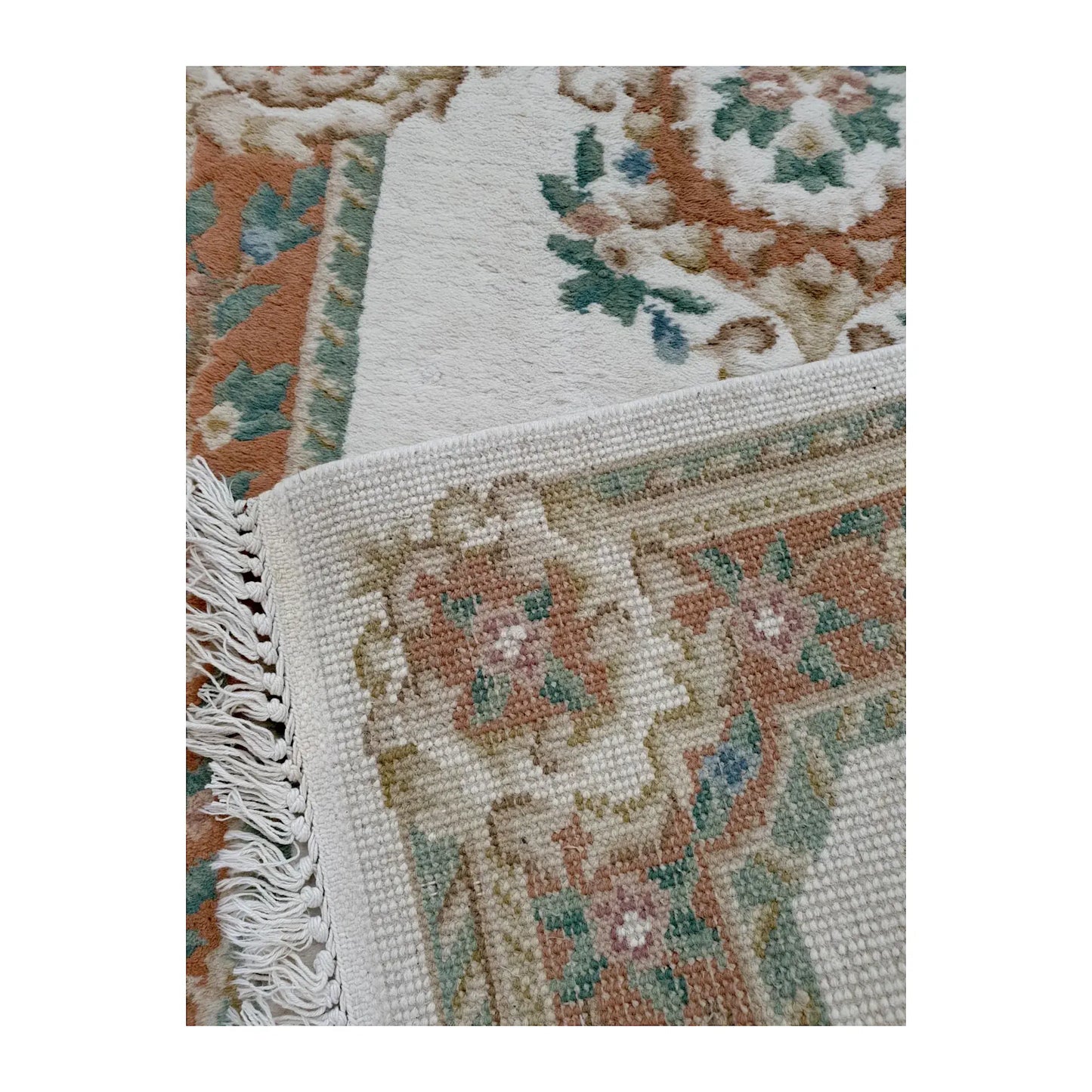 Aubusson rug 180 x 92 cm texture detail soft wool weave