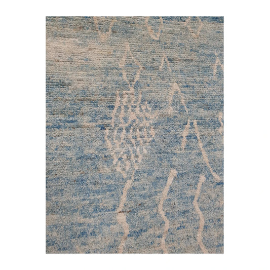 Field detail of blue Moroccan hand-knotted wool rug, 240 x 156 cm