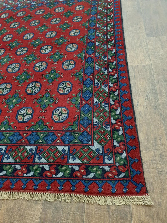 Turkoman wool rug 201 x 150 cm pattern detail traditional geometric design