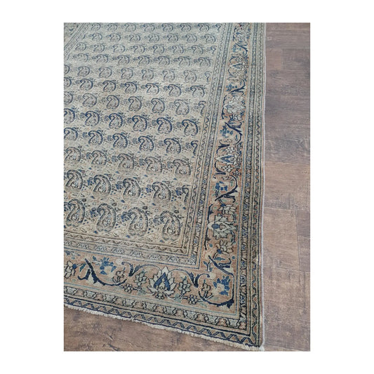 Border and corner detail of vintage Persian Mashad Dorakhash wool rug