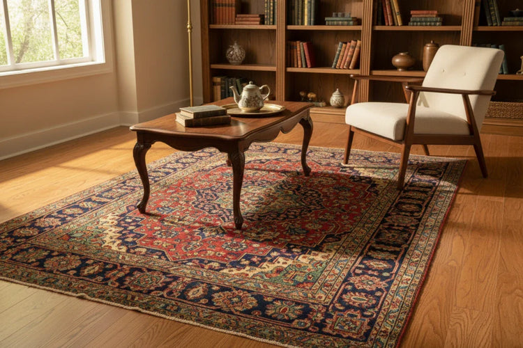 Authentic vintage hand-knotted Persian rug in a classic interior – Silk Road Rugs NZ