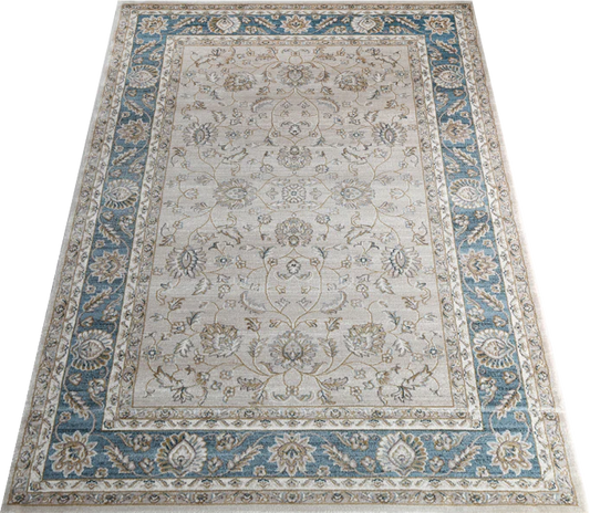 Prague Francesca Cream & Blue Traditional Rug 170 x 120 cm