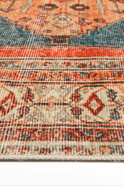 Distressed Louvre Rustic Blue Rug 290 x 200cm