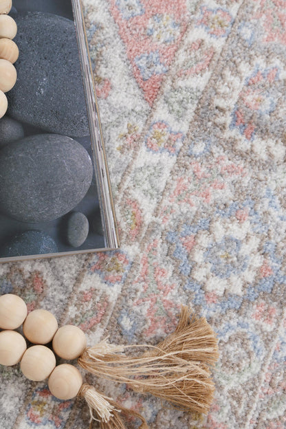 Oporto Bremen Blush & Blue Traditional Soft Rug