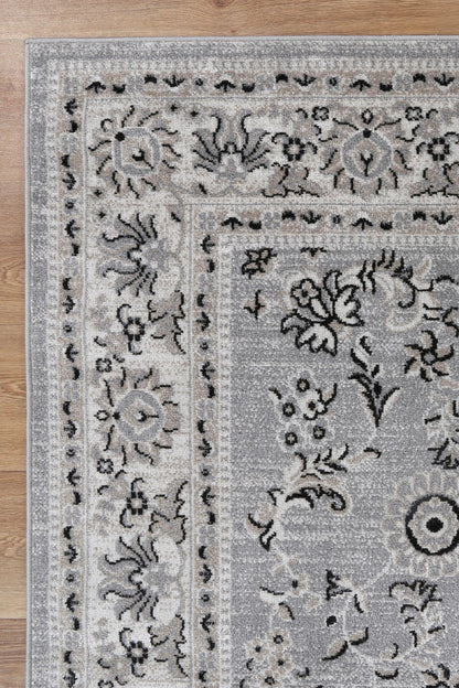 Oporto Hamburg Grey Traditional Soft Rug 290 x 200 cm