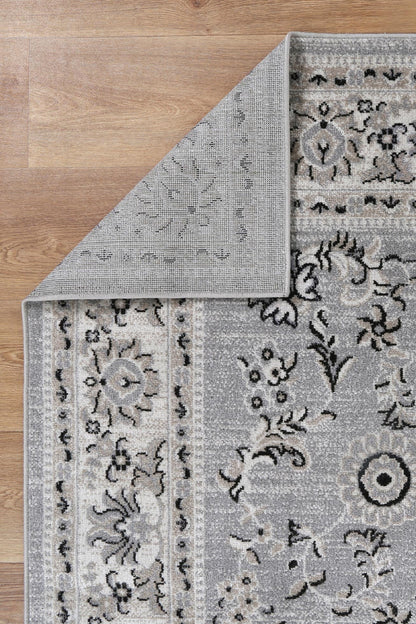 Oporto Hamburg Grey Traditional Soft Rug 290 x 200 cm