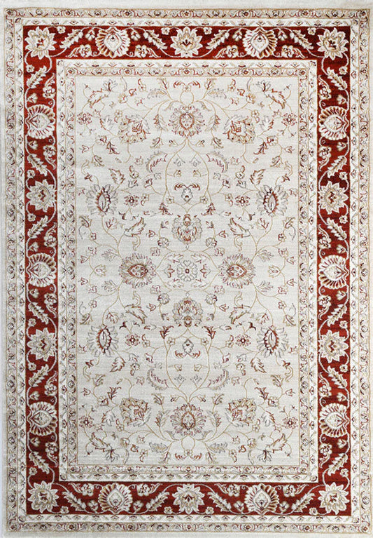 Prague Francesca Cream & Red Traditional Rug 170 x 120 cm