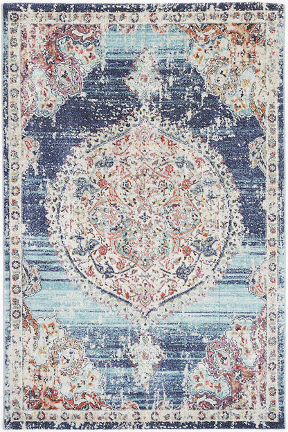 Salsa Hollow Medalion Transitional Navy & Multi Rug 290 x 200cm
