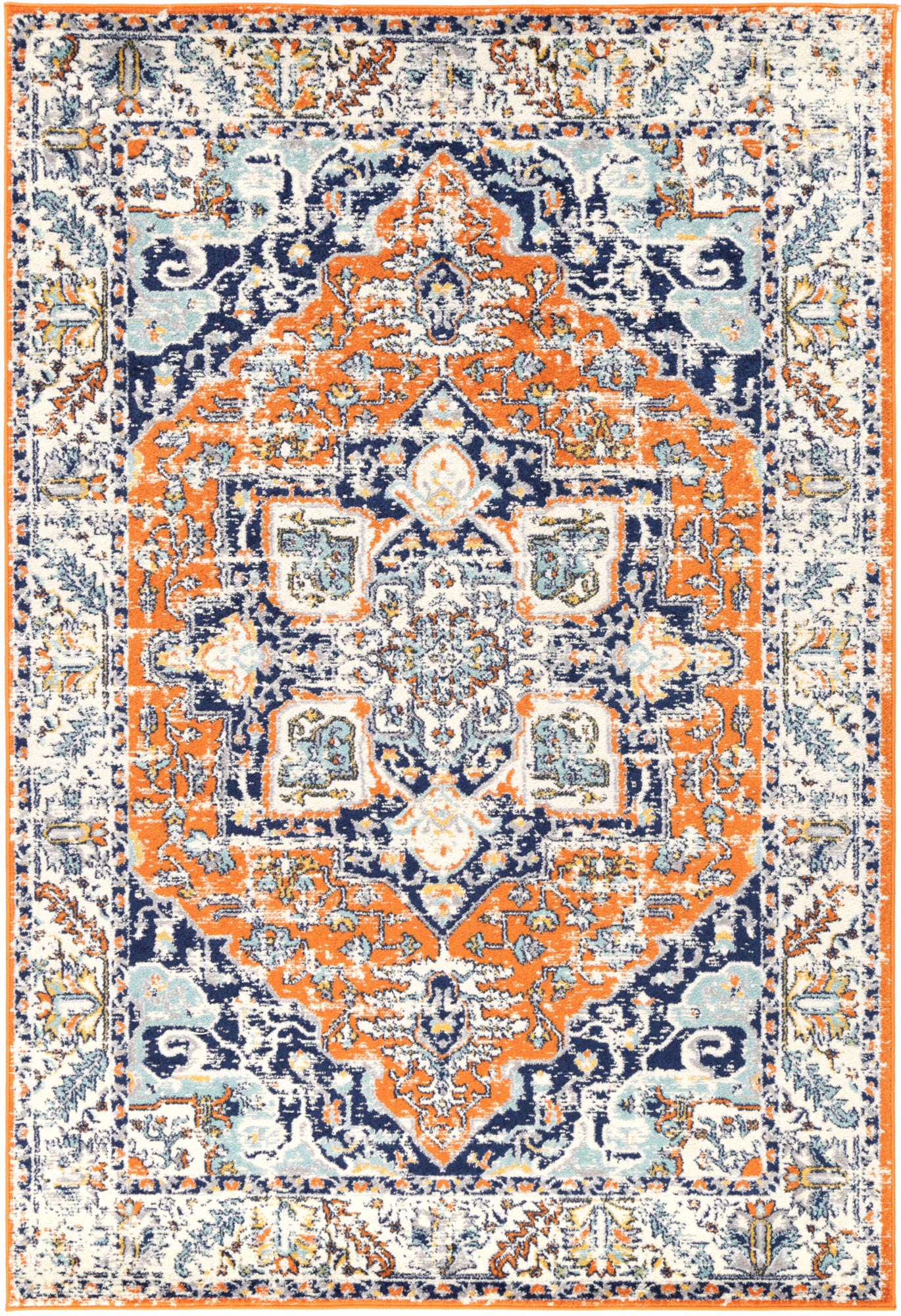 Sicily Messina Orange & Blue Transitional Rug 290 x 200 cm