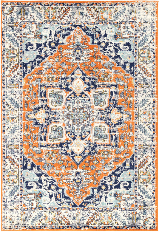 Sicily Messina Orange & Blue Transitional Rug 290 x 200 cm