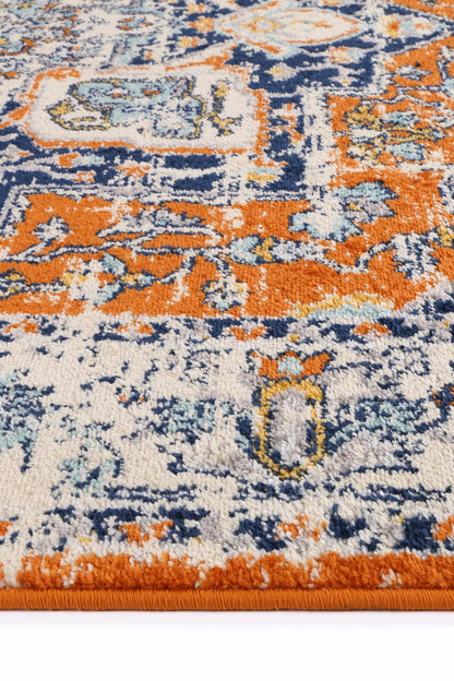 Sicily Messina Orange & Blue Transitional Rug 290 x 200 cm