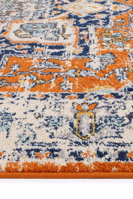 Sicily Messina Orange & Blue Transitional Rug 290 x 200 cm