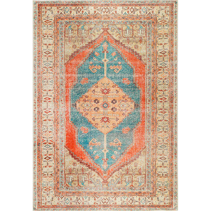 Distressed Louvre Rustic Blue Rug 290 x 200cm