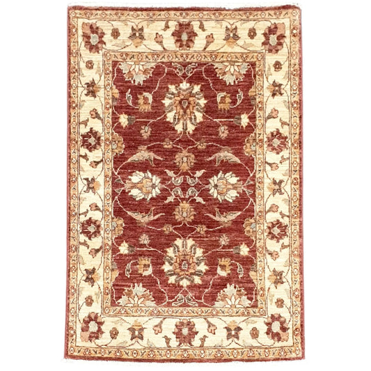 Afghan Chobi hand-knotted wool rug 133 x 85 cm full view