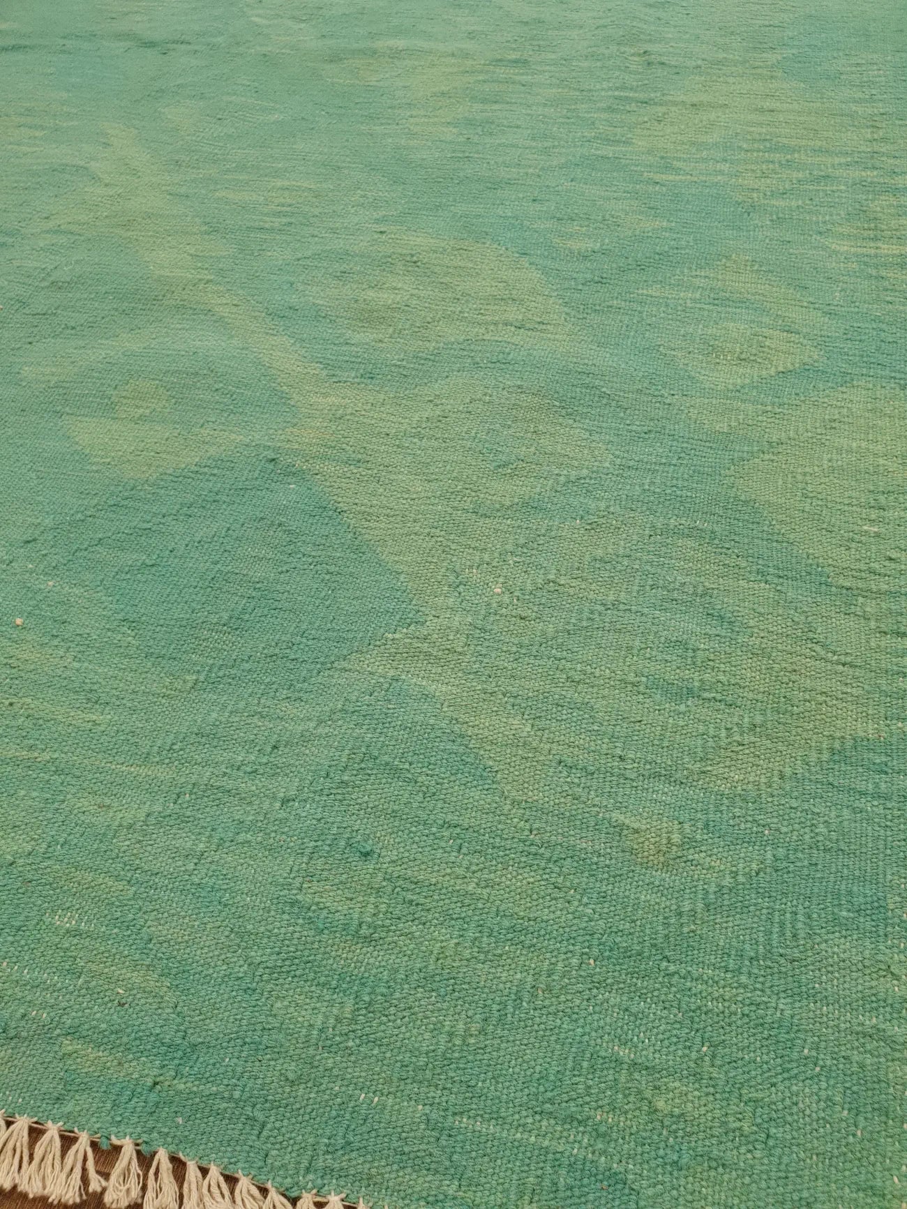 Afghan Chobi Kilim wool rug 231 x 171 cm field detail with fringe