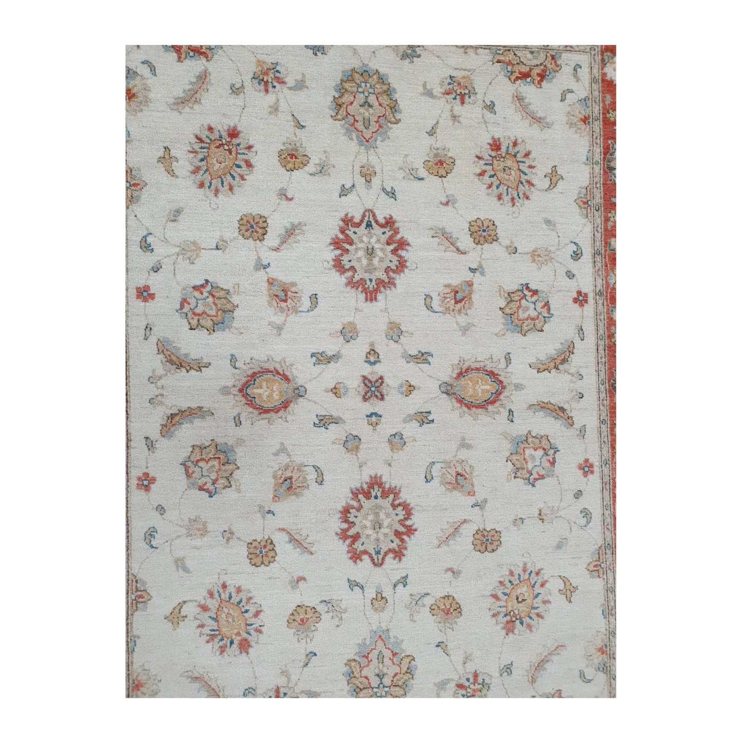 Field detail of Afghan Chobi rug showing delicate floral motifs