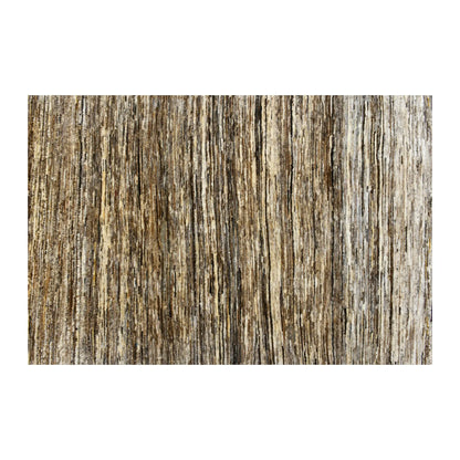 Close-up of Gabbeh wool rug showing fine tonal striations in earthy brown, beige and ivory