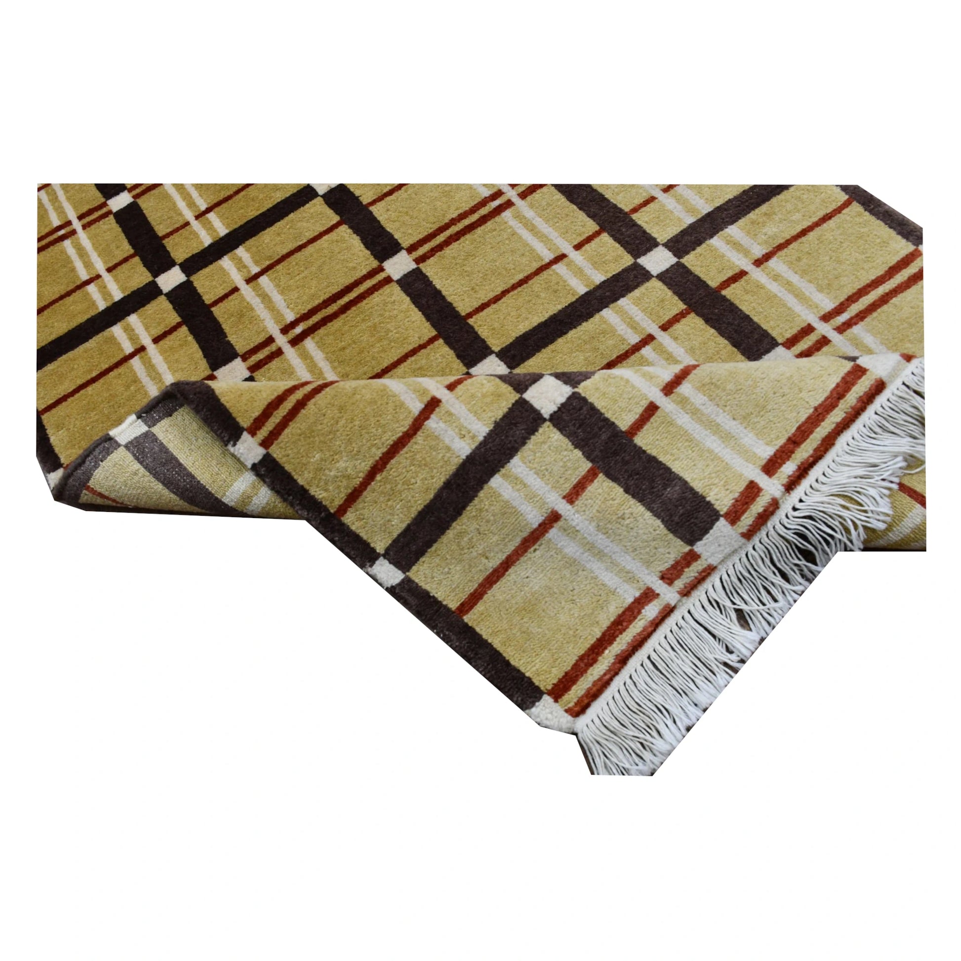 Folded Afghan Gabbeh wool rug showing corner detail and hand-knotted texture