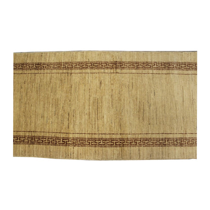 End-border detail of Afghan Gabbeh wool runner rug, 277 x 81 cm