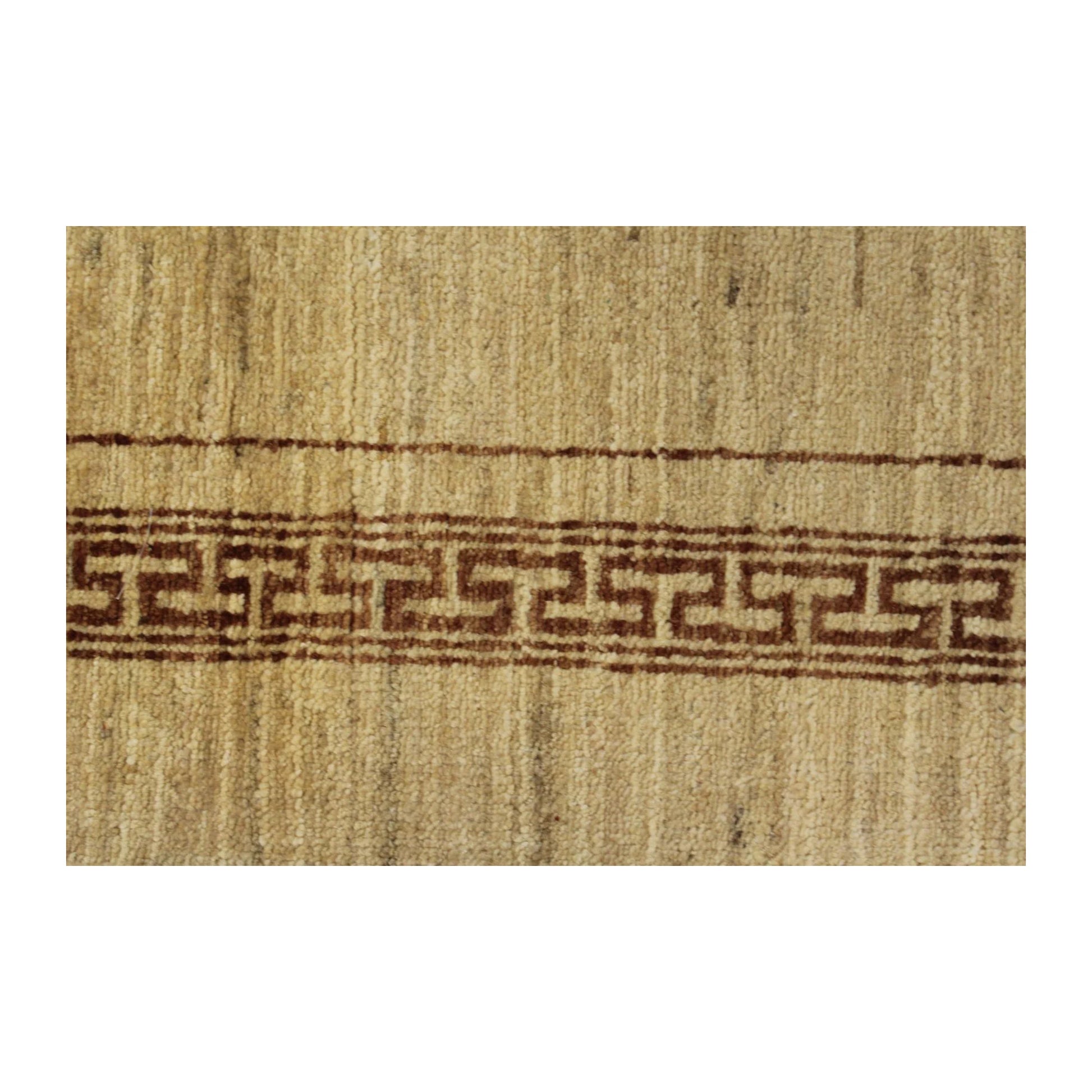 Side-border detail of Afghan Gabbeh runner rug with beige wool texture, 277 x 81 cm